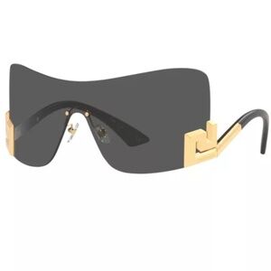 Versace VE2240 1002/87 Dark Gray Gold Sunglasses 2240 Shield